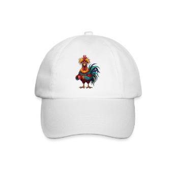 Coq vif avec tasse de café - Casquette classique - blanc/blanc - Devant
