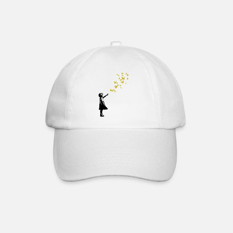Schmetterlinge im Banksy-Stil - Baseballkappe - Weiß/Weiß