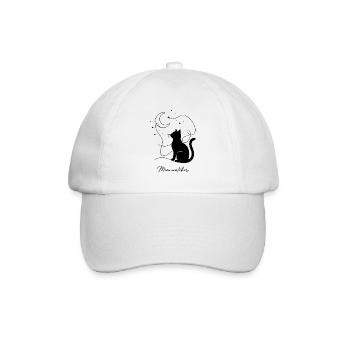 Mondbeobachter-Katzen-Silhouetten-Nacht - Baseballkappe - Weiß/Weiß - Vorne