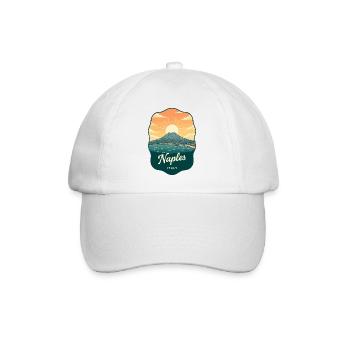 Neapel Mount Vesuvius Retro Reiseabzeichen - Baseballkappe - Weiß/Weiß - Vorne