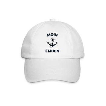 Moin Emden – Maritimes Anker-Design - Baseballkappe - Weiß/Weiß - Vorne