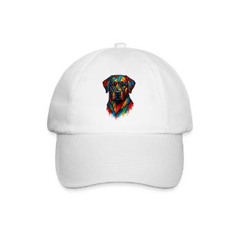 Geometrischer Labrador Dog Moderner Buntglas-Stil - Baseballkappe - Weiß/Weiß - Vorne