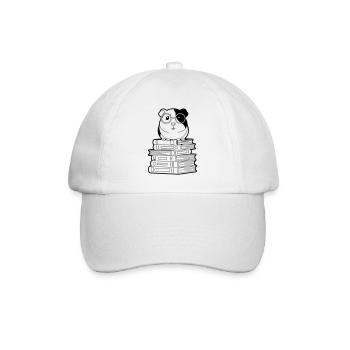 Meerschweinchen Bücher Nerd Kontur - Baseballkappe - Weiß/Weiß - Vorne