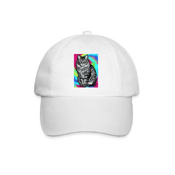 Katze - Baseballkappe - Weiß/Weiß - Vorne