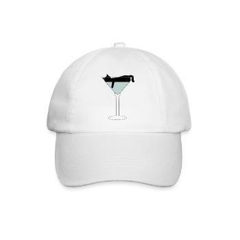 Cat in Glass Silhouette - Baseball Cap - white/white - Front