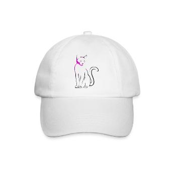Pink Cat - Baseball Cap - white/white - Front