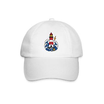 Phare marin et vagues style tattoo - Casquette classique - blanc/blanc - Devant