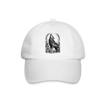 Howling Wolf in Floral Circular Frame - Baseball Cap - white/white - Front