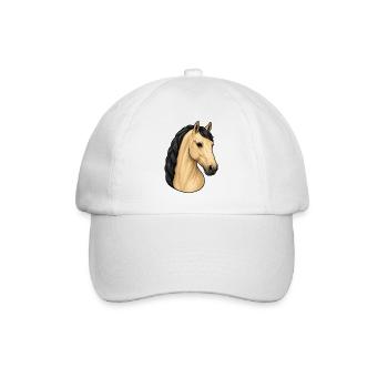 Portrait de cheval Lusitanien isabelle - Casquette classique - blanc/blanc - Devant