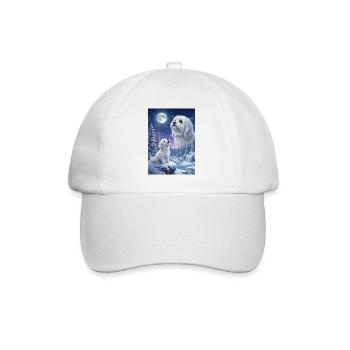 Howling to the Moon Meme Dog Maltese - Baseball Cap - white/white - Front