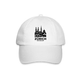 Zurich Skyline Silhouette – Switzerland - Baseball Cap - white/white - Front