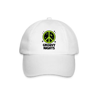 Groovy Peace Zeichen Logo - Baseballkappe - Weiß/Weiß - Vorne