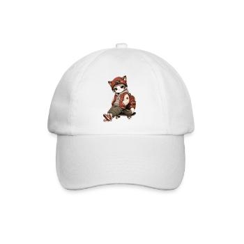 MIKO-Katze in Streetwear und Skateboarding - Baseballkappe - Weiß/Weiß - Vorne