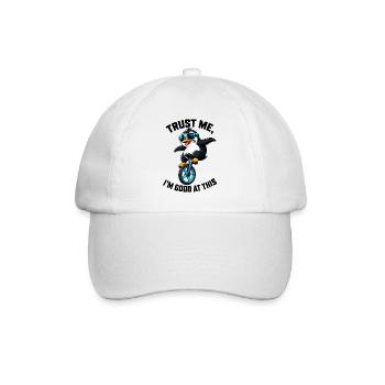 Cool penguin on unicycle funny saying - Baseball Cap - white/white - Front
