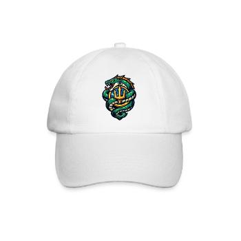 Drache mit Dreizack-Emblem - Baseballkappe - Weiß/Weiß - Vorne