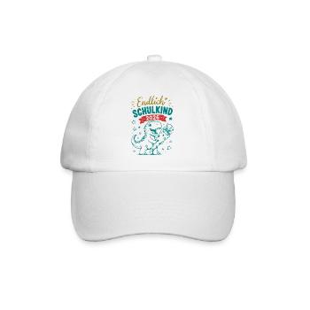 Endlich Schulkind 2026 Dino - Baseballkappe - Weiß/Weiß - Vorne