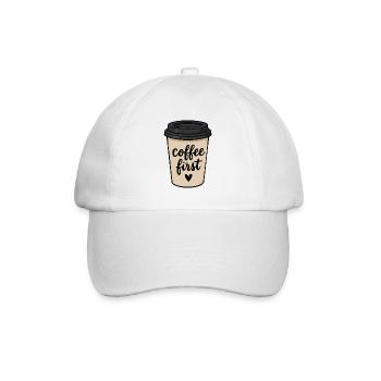 Coffee First Takeaway Cup Cute Sticker - Baseball Cap - white/white - Front