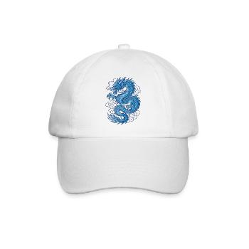 Blue Asian Dragon Tattoo Design - Baseball Cap - white/white - Front