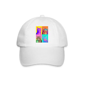 Cats, American, Wirehaired, Cat - Baseball Cap - white/white - Front