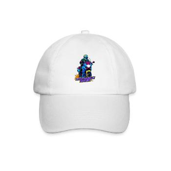 Synthwave Racer Neon Motorcycle - Baseball Cap - white/white - Front