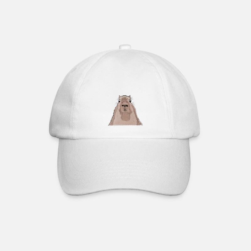 Capybara - Wasserschwein - Baseballkappe - Weiß/Weiß