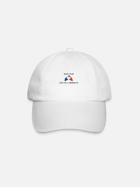 Keep calm Frankreich Croissant Geschenkidee lustig - Baseballkappe - Weiß/Weiß