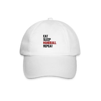 Eat Sleep Handball Repeat Sport Spiel Geschenk - Baseballkappe - Weiß/Weiß - Vorne