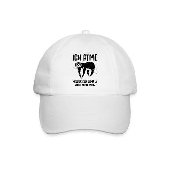 Ich atme Geschenk Faultier Faulenzer Spruch - Baseballkappe - Weiß/Weiß - Vorne