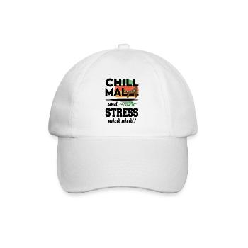 Faultier Chill mal Stress nicht Streß - Baseballkappe - Weiß/Weiß - Vorne