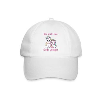 Ich werde eine Große Schwester Geschenk Baby - Baseballkappe - Weiß/Weiß - Vorne