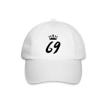 69 Zahl Krone - Baseballkappe - Weiß/Weiß - Vorne