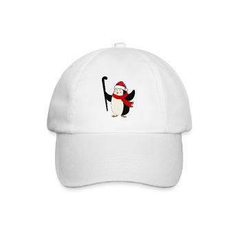 Hockey-xmas Christmas Motif Penguin Field Hockey - Baseball Cap - white/white - Front
