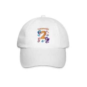 Anniversaire de la sirène 2 ans - Casquette classique - blanc/blanc - Devant