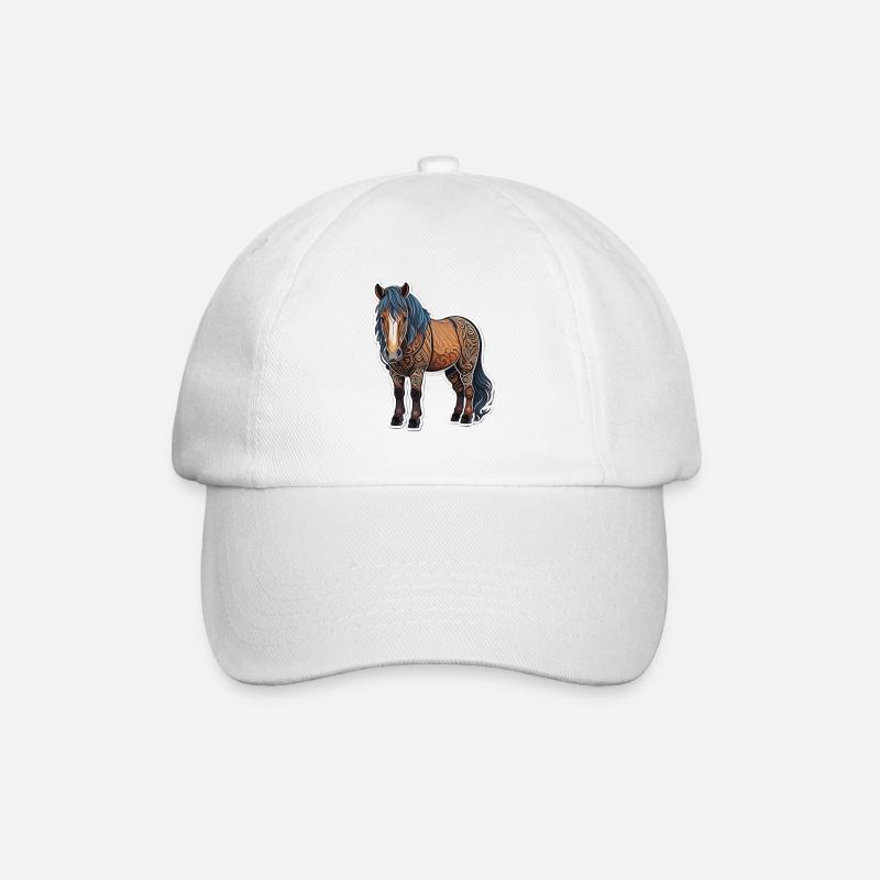 Pferd - Baseballkappe - Weiß/Weiß