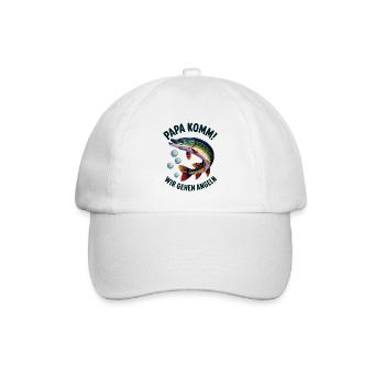 Papa komm wir gehen Angeln springender Hecht - Baseballkappe - Weiß/Weiß - Vorne