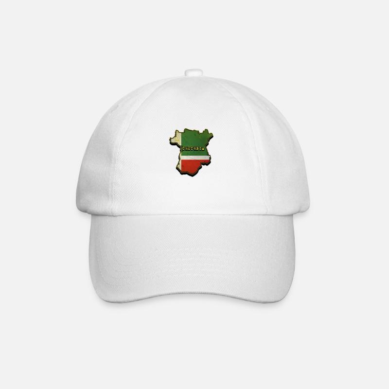 Carte de la Tchétchénie, drapeau tchétchène, Tchétchénie - Casquette classique - blanc/blanc