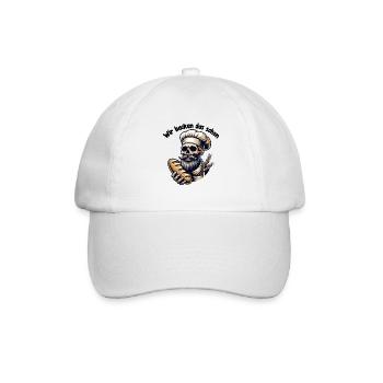 Skull mit Bäckermütze und Brot - Baseballkappe - Weiß/Weiß - Vorne