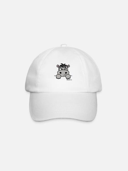 Hippopotame Prénom - Texte à personnaliser - Casquette classique - blanc/blanc