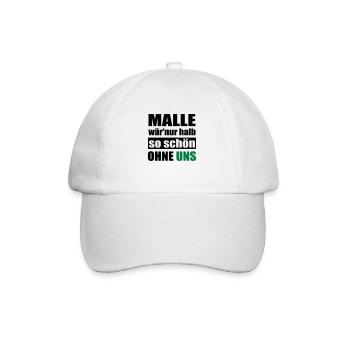 Malle Mallorca lustiger Gruppen Spruch - Baseballkappe - Weiß/Weiß - Vorne