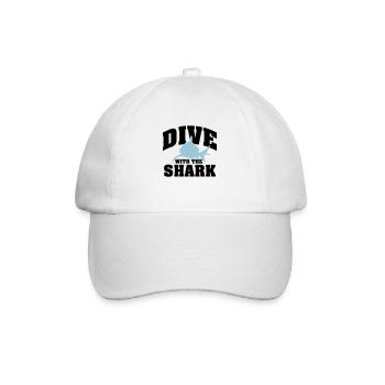Tauchen: Dive with the shark - Baseballkappe - Weiß/Weiß - Vorne