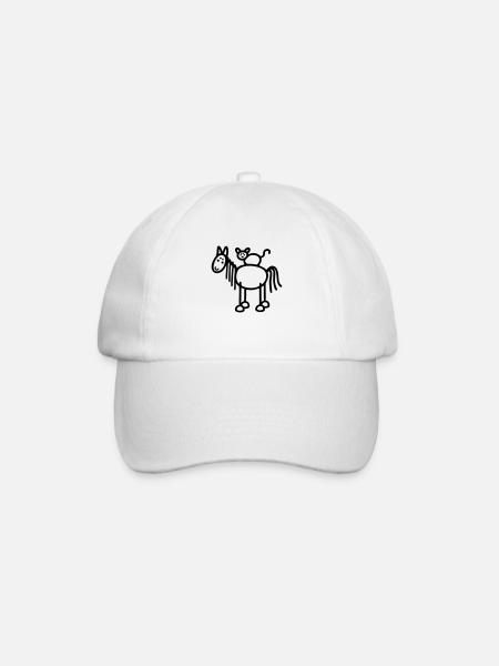 Pferd & Katze - Baseballkappe - Weiß/Weiß