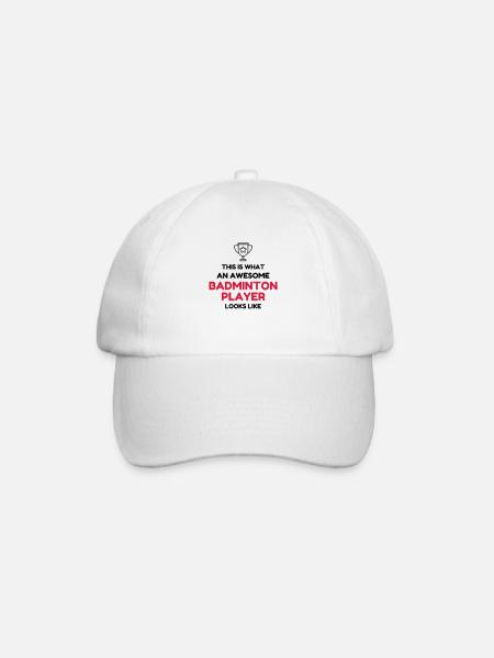 Badminton / Badminton Player / Birdie / Sport - Baseballkappe - Weiß/Weiß