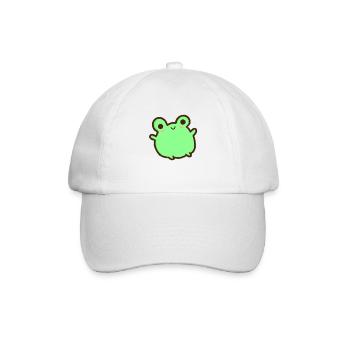 kawaii & fröhlicher grüner Frosch Frosch sitzend - Baseballkappe - Weiß/Weiß - Vorne