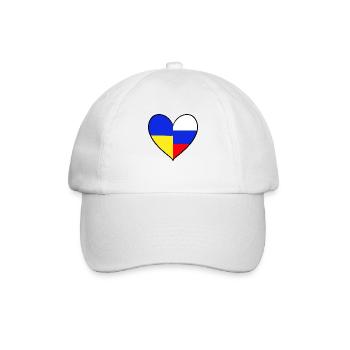Ukraine Russland Frieden Herz - Baseballkappe - Weiß/Weiß - Vorne