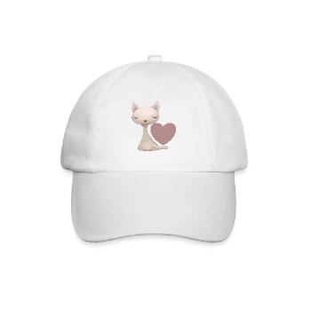 Cat Heart Love - Baseball Cap - white/white - Front