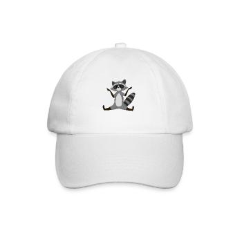 Waschbär Yoga Geschenkidee - Baseballkappe - Weiß/Weiß - Vorne