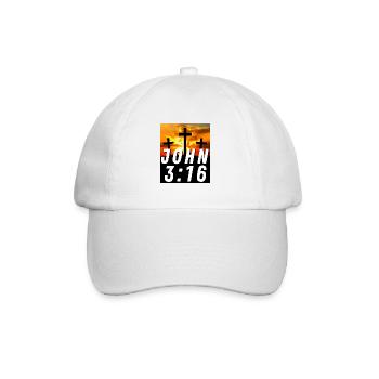 John 3:16 3 Cross With Sunset - Christian Quote - Baseball Cap - white/white - Front