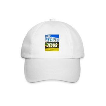 Ich liebe Jesus - Christliches Zitat - Baseballkappe - Weiß/Weiß - Vorne