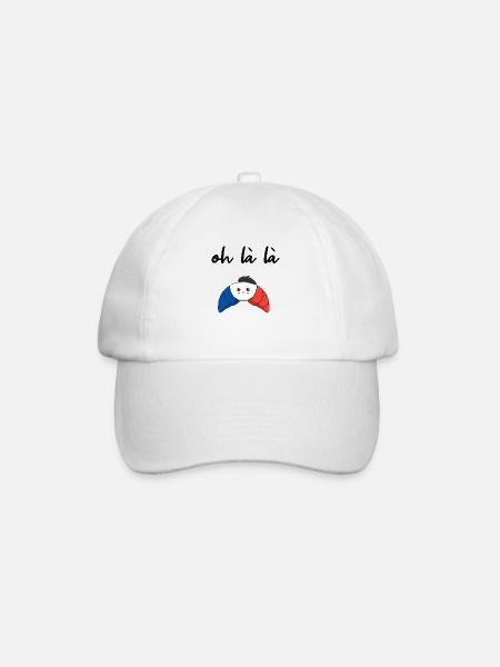 Frankreich Croissant Oh la la Geschenkidee - Baseballkappe - Weiß/Weiß