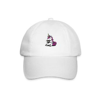Kaffee cafe trinkendes Einhorn verärgert angry - Baseballkappe - Weiß/Weiß - Vorne